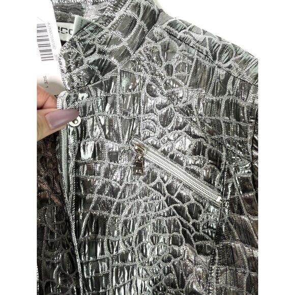 Chico's Silver Crocodile Stellar Jacket Size 1 Medium 8 10 US Blazer - Picture 11 of 12